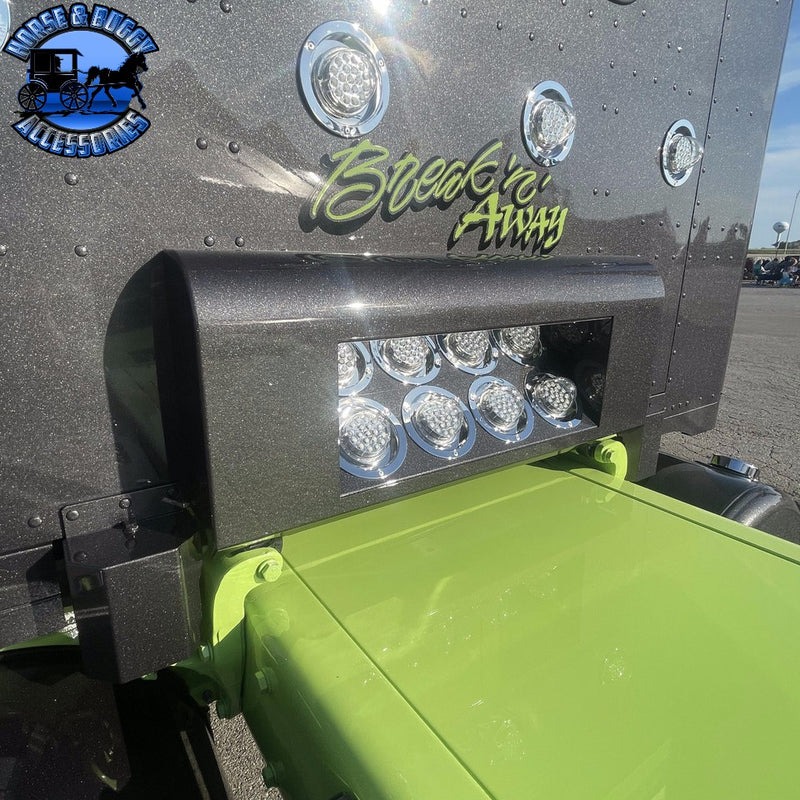 IC172017-21 Peterbilt shock box cover 48 in. / 52 in. & 63 in. / 72 in. Round Top Center Recessed with (3) 4 in. Light Holes