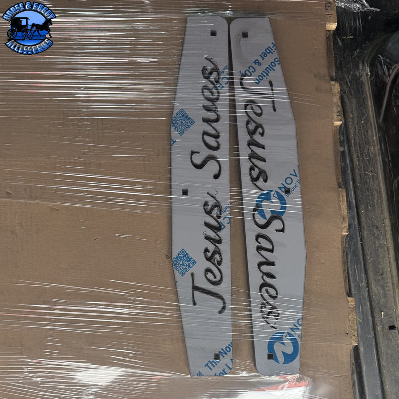 JESUS SAVES MUDFLAP WEIGHT 14 GAUGE SS (PAIR)