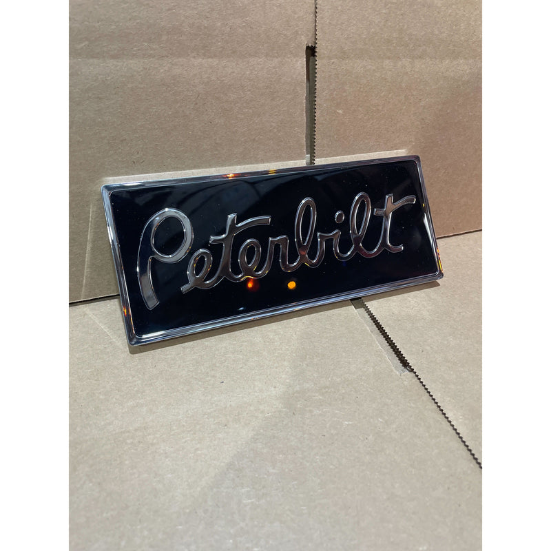 PETERBILT RECTANGULAR BLACK CHROME ENGRAVED EMBLEM (190)