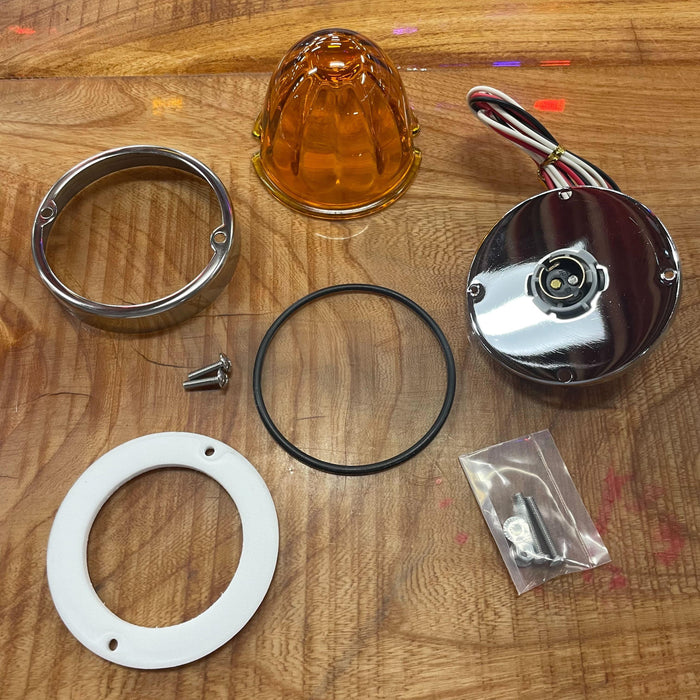 Sienna #JML-WK4-A "Super Sealed" Twist Lock (Amber Glass Lens) Watermelon Flush Mount Kit (3 Wire 1157) watermelon glass lens