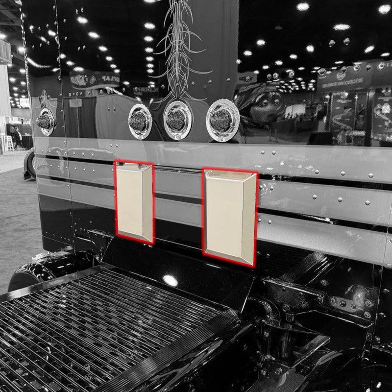 IC160020-14  Peterbilt 589 Sleeper Vent Covers - Adhesive Mount Black