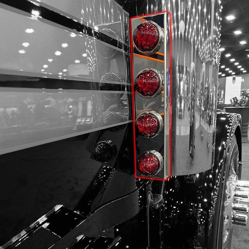 SS-1714  REAR 589 PETERBILT (BLIND MOUNT) STYLE AIR CLEANER BRACKET w/ (4) WATERMELON (SOLD IN PAIRS) air cleaner Dark Slate Gray