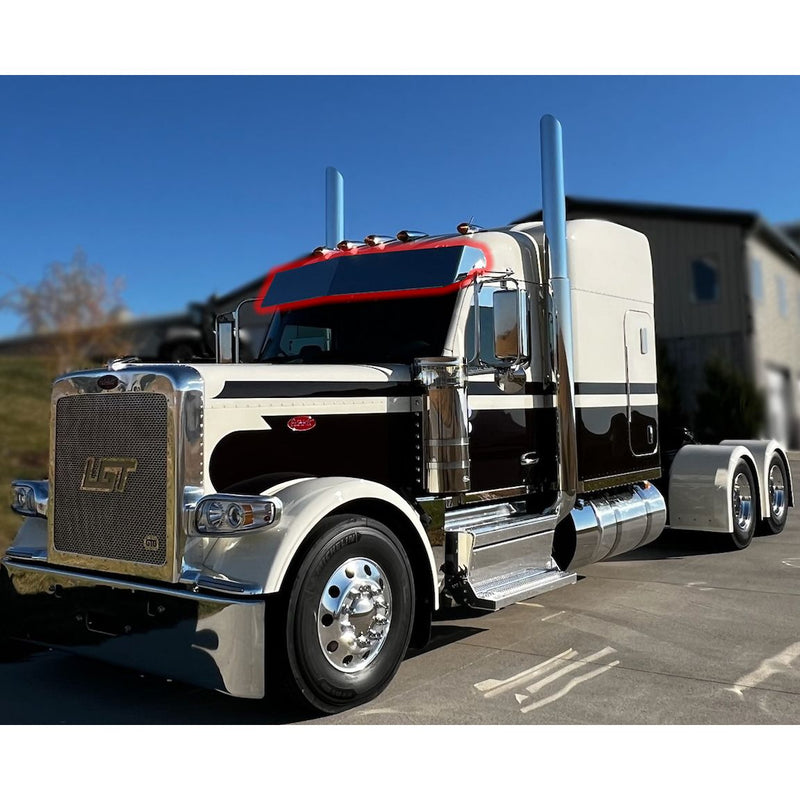 Iowa Customs 2.1m cab visor (Kenworth T680, T880, W990) (Peterbilt 567, 579, 589) (Mounts to Factory Visor Brackets) (Choose style)