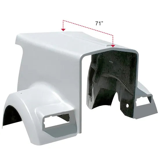 Kenworth W900 L Flat Windshield 127 BBC 71" Centerline Full Fender Hood (1994 To 2002)  Dual Air Cleaner Cutouts #TH-K0260L