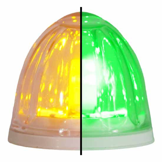 LEGENDARY 2 INCH WATERMELON LIGHT GLASS LENS TWO COLORS CLEAR LENS WITH  LED 4 WIRE PC BASE GROMMETT MOUNT NOT INCLUDED