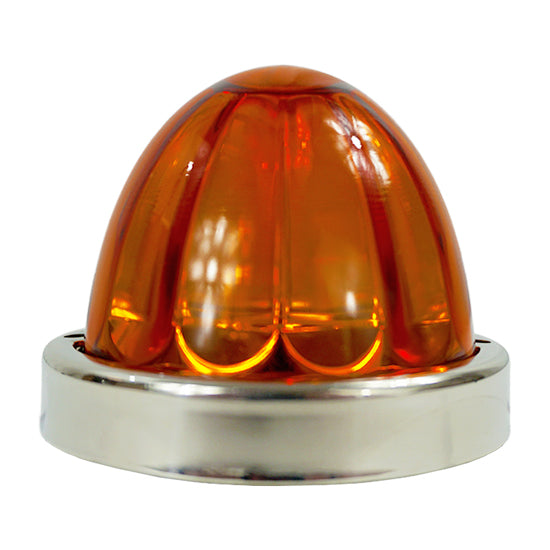 Legendary 3-1/2 Glass Watermelon Dark Amber 3 Wire Dual Function Stainless Steel Bezel LED Light - Each