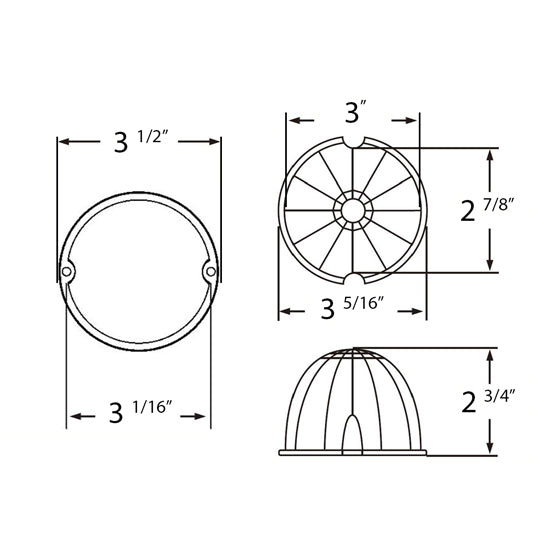 Legendary 3-1/2 Glass Watermelon Dark Amber 3 Wire Dual Function Stainless Steel Bezel LED Light - Each