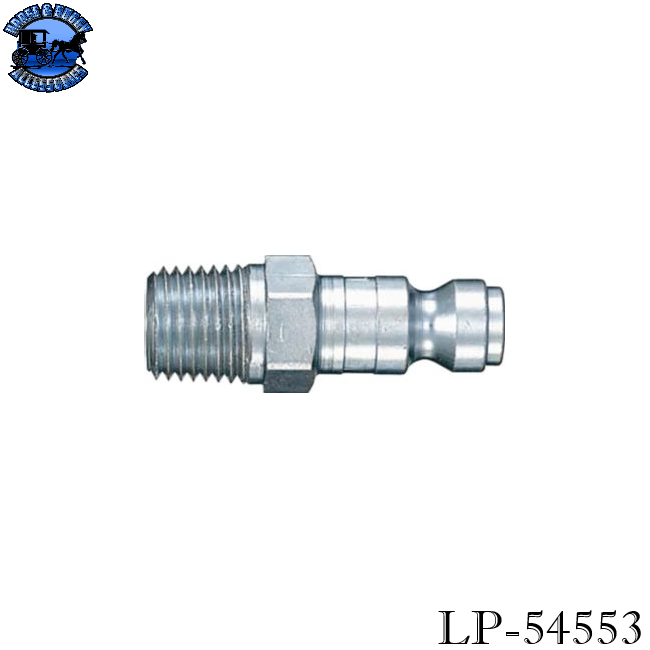 LP-54553 Heavy-Duty Quick Disconnect Plug, Steel, Tru-Flate Design, Male NPTF, 1/2" Body Size, 3/8-18" Thread Size