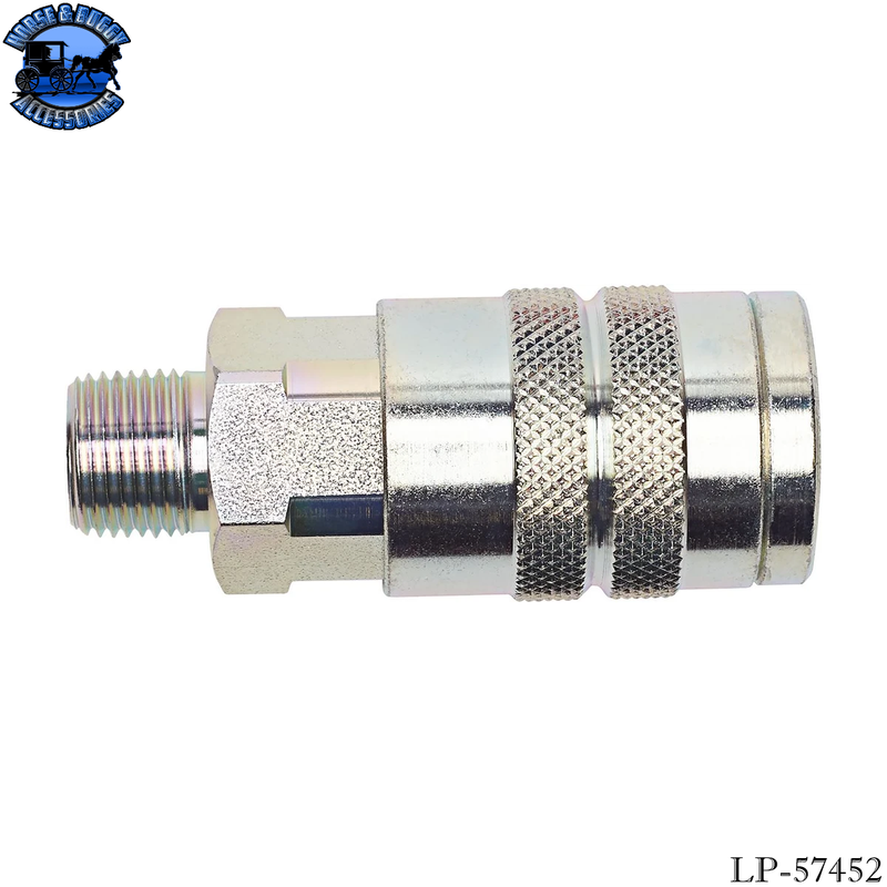 LP-57452 Heavy-Duty Quick Disconnect Coupler, Steel, Tru-Flate Design, Male NPTF, 1/2" Body Size, 3/8-18" Thread Size