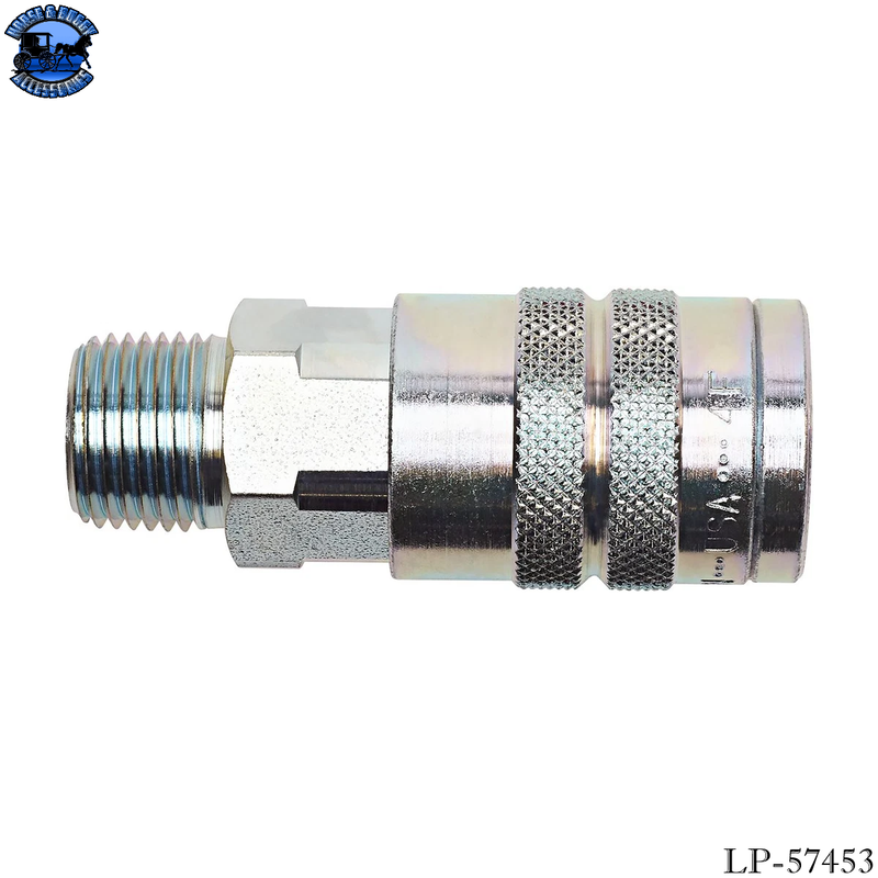 LP-57453 Heavy-Duty Quick Disconnect Coupler, Steel, Tru-Flate Design, Male NPTF, 1/2" Body Size, 1/2-14" Thread Size