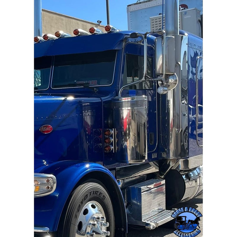 Peterbilt SQUARE 3 watermelon air cleaner front light mount 304 stainless (sold in pairs) #5600