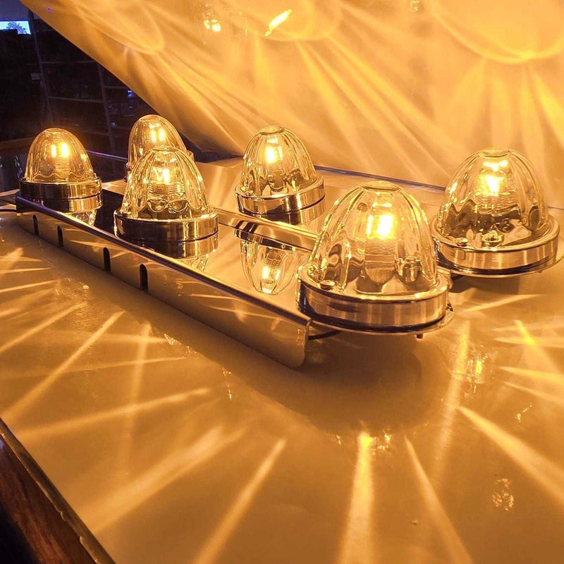 SS-1711 FRONT PETERBILT RADIUS STYLE FOR 15" AIR CLEANER w/(3) HOLES (SOLD IN PAIRS) (Lights not included) FRONT AIR CLEANER LIGHT BAR Goldenrod