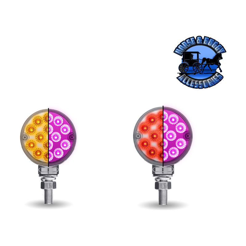 3" Double Face LEDs - Trux Dual Revolution (Choose Style and Color) DOUBLE FACE Amber/Red Turn & Marker to Purple Round - 28 Diodes Thistle
