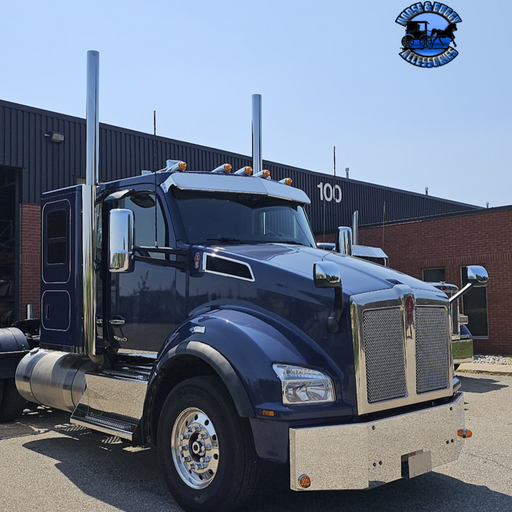 2.1-OE-ST-8-SS  Colorado-Style 8" Drop Stainless Visor (Fits all 2.1m cabs) 589,567,579,w990,t680,t880 VISOR Light Blue