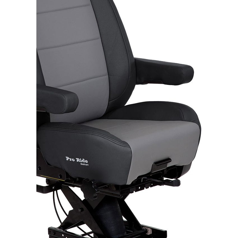 #8230011-L77 Bostrom Pro Ride Truck Seat, Black/Grey Ultra-leather, LoPro - 910, Dual 16" Armrests, Mid-Back