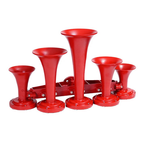 Train Horn - 5 Horn Configuration (Choose Color) Black,Red Firebrick