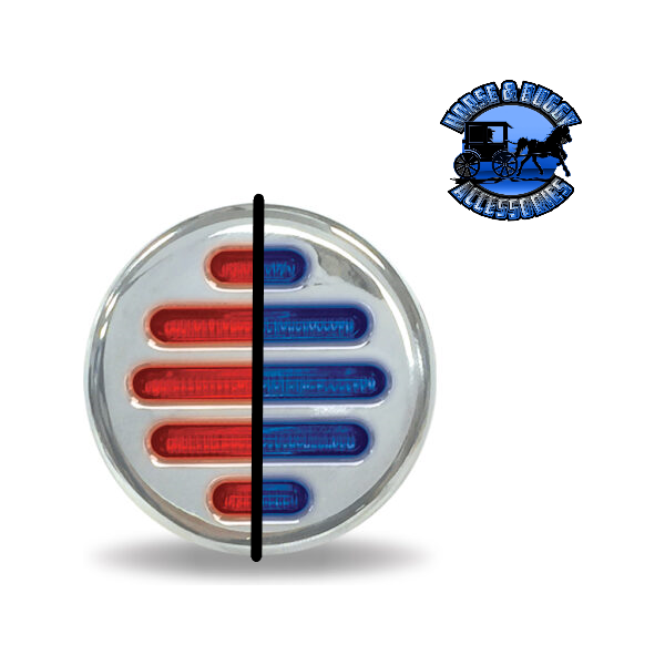 2" Round Trux Dual Revolution LEDs (Choose Color and Style) 2" ROUND Red to Blue Flatline - 9 Diodes Gray