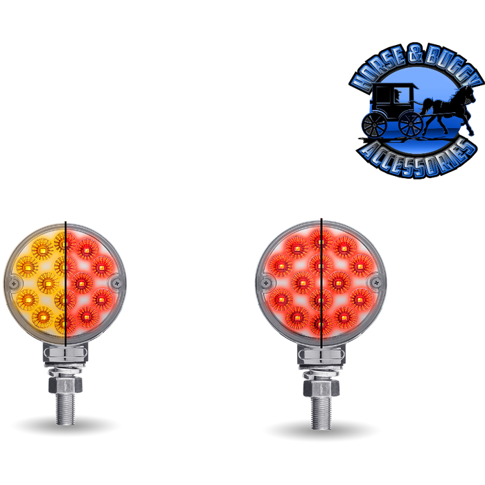Dark Gray 3" Double Face LEDs - Trux Dual Revolution (Choose Style and Color) 3" DOUBLE FACE Amber/Red Turn & Marker to Red Round - 28 Diodes