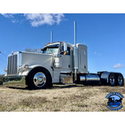 Rollin low 359 Peterbilt visor "timeless" (with bead roll) 9"x5" reverse bowtie 304 stainless #0053 PETERBILT VISOR Steel Blue
