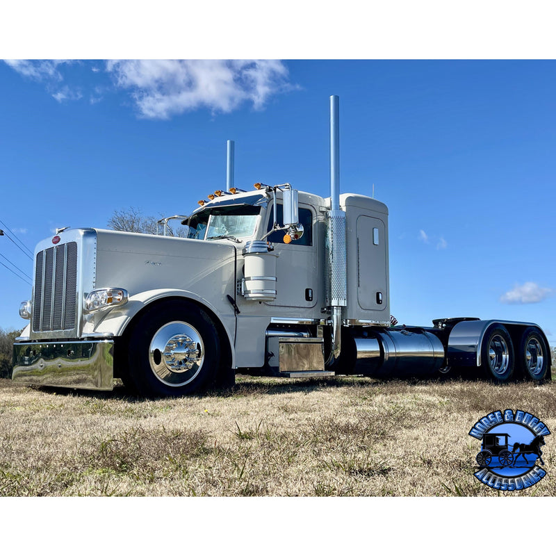 Rollin low 359 Peterbilt visor "timeless" (with bead roll) 9"x5" reverse bowtie 304 stainless #0053 PETERBILT VISOR Steel Blue