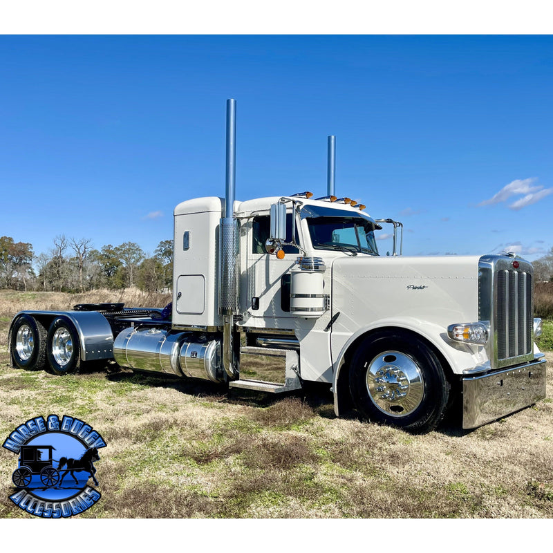Rollin low 359 Peterbilt visor "timeless" (with bead roll) 9"x5" reverse bowtie 304 stainless #0053 PETERBILT VISOR Steel Blue