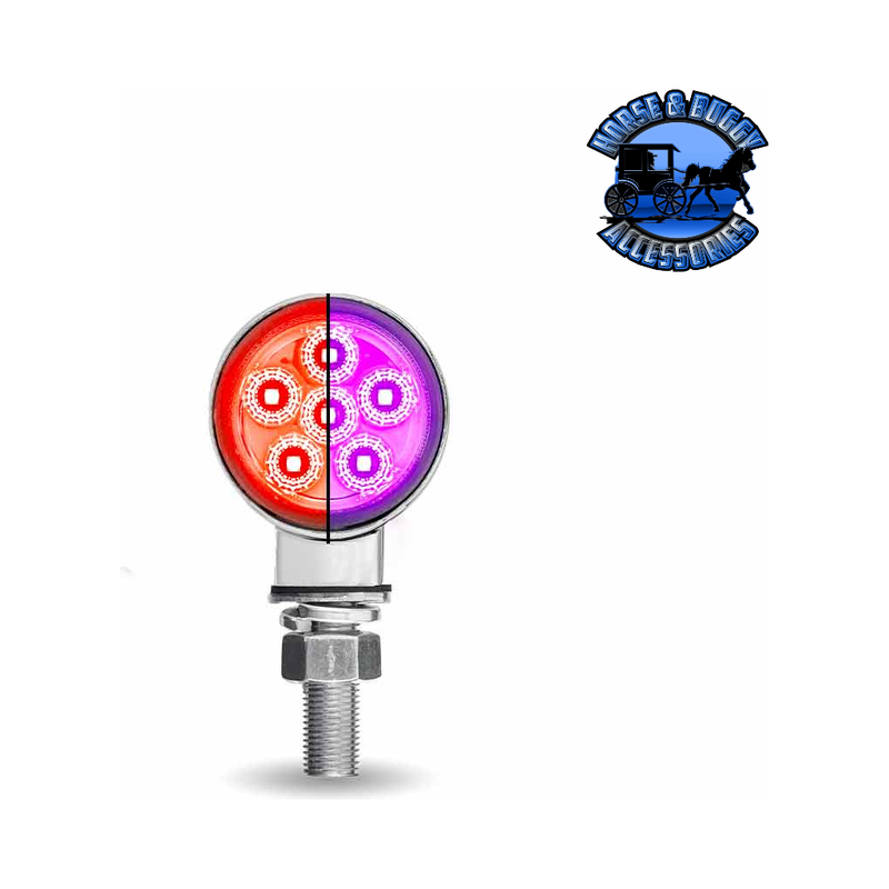 1.8" Mini Double Face Round Reflector LED Light - Trux Dual Revolution (Choose Color) DOUBLE FACE Amber/Red to Blue - 12 Diodes,Amber/Red to Green - 12 Diodes,Amber/Red to Purple - 12 Diodes Dark Slate Gray