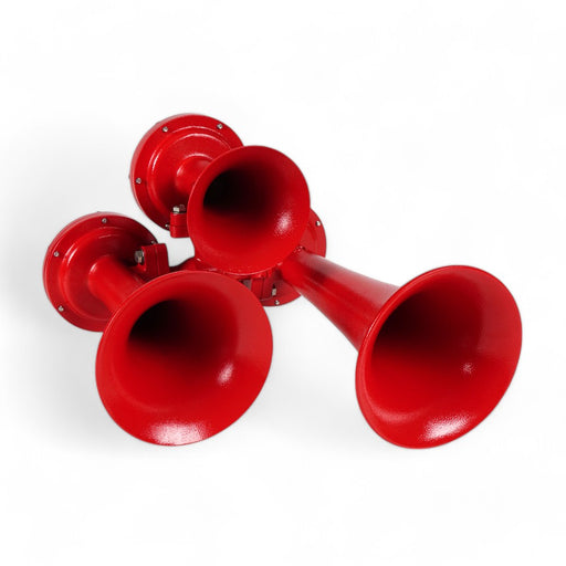 Train Horn - 3 Horn Configuration Stacked Style (Choose Color) TRAIN HORN Red White Smoke