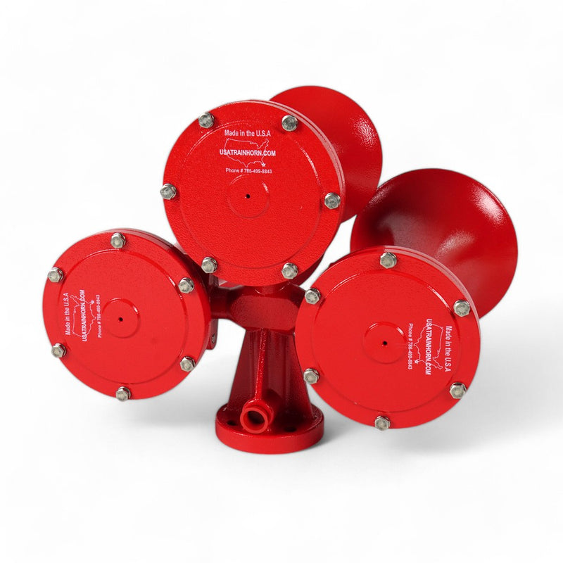 Train Horn - 3 Horn Configuration Stacked Style (Choose Color) TRAIN HORN Black,Red Antique White