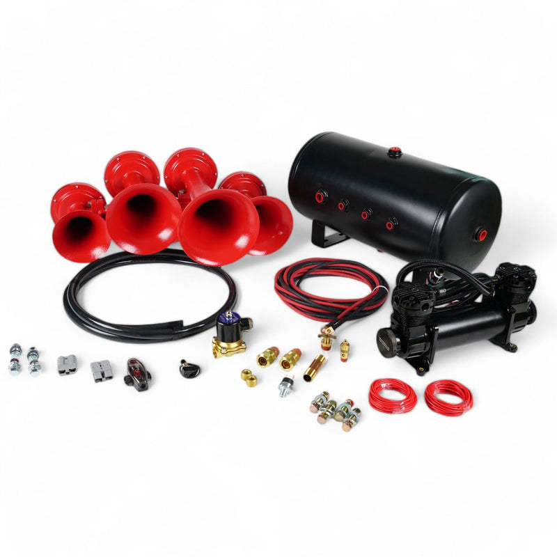 Train Horn Kit - 4 Horn Configuration (Choose Color) Red Light Gray