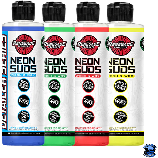Renegade Neon Suds Colored Wash & Wax Renegade Detailer Series 16 ounce / Blue,16 ounce / Yellow,16 ounce / Red,16 ounce / Green,1 gallon / Blue,1 gallon / Yellow,1 gallon / Red,1 gallon / Green Lavender