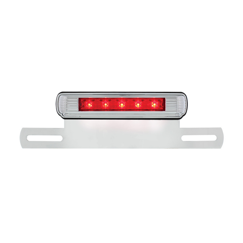 Luz cromada para placa de matrícula y soporte con LED rojo, tercera luz de freno: LED rojo/lente roja