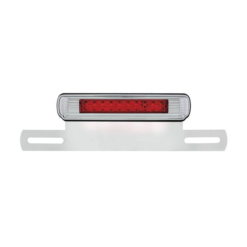 Luz cromada para placa de matrícula y soporte con LED rojo, tercera luz de freno: LED rojo/lente roja