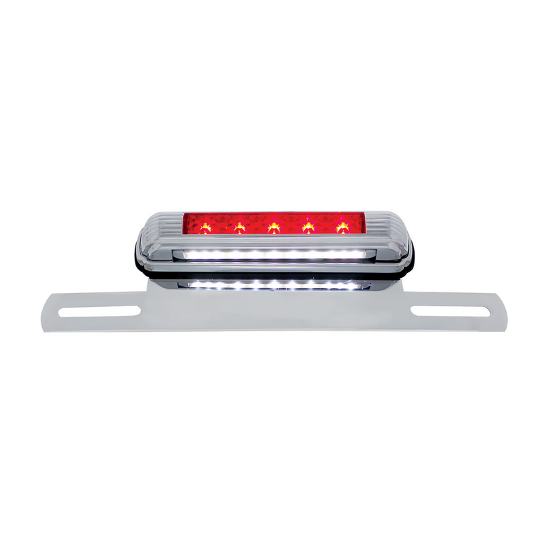 Luz cromada para placa de matrícula y soporte con LED rojo, tercera luz de freno: LED rojo/lente roja