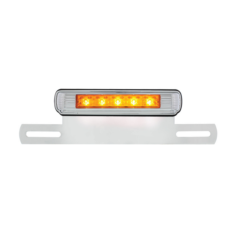 Luz y soporte cromados para matrícula con luz auxiliar LED ámbar - LED ámbar/lente ámbar