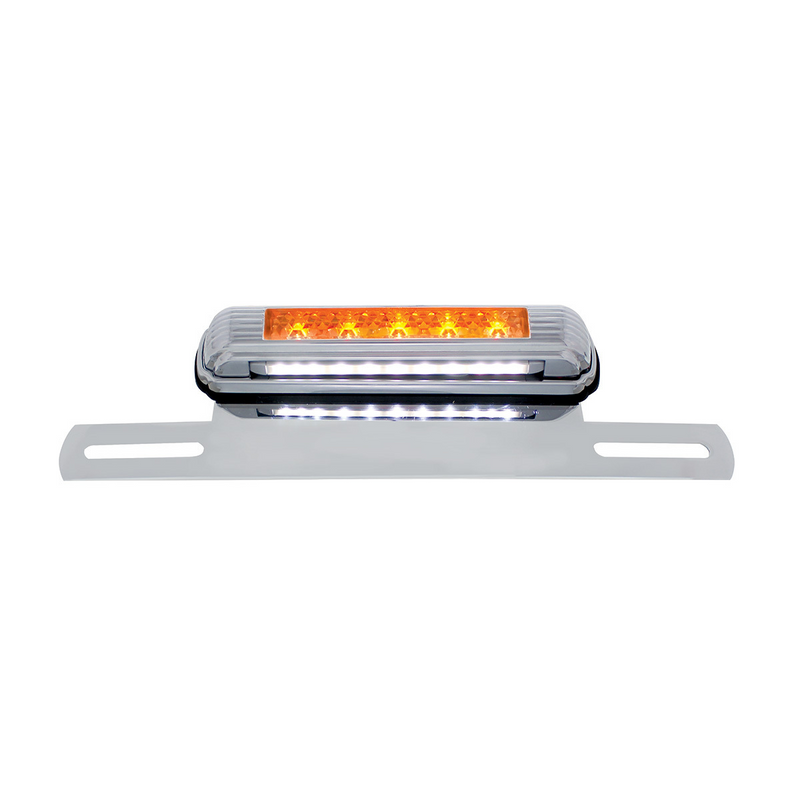 Luz y soporte cromados para matrícula con luz auxiliar LED ámbar - LED ámbar/lente ámbar
