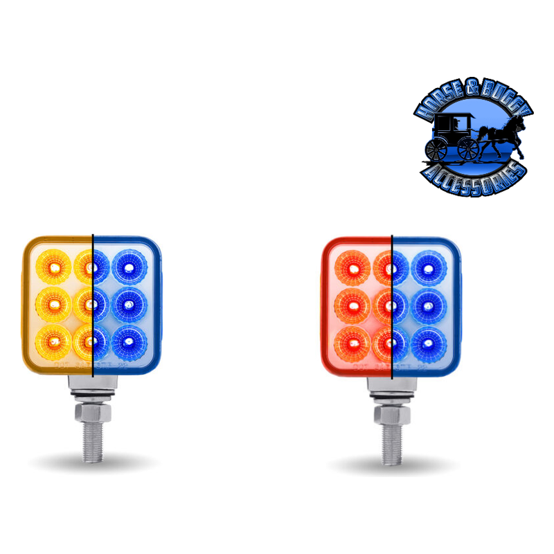3" Double Face LEDs - Trux Dual Revolution (Choose Style and Color) DOUBLE FACE Amber/Red Stop Turn & Tail to Blue Single Post - 30 Diodes Dark Slate Blue