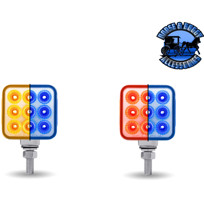 Dark Slate Blue 3" Double Face LEDs - Trux Dual Revolution (Choose Style and Color) 3" DOUBLE FACE Amber/Red Stop Turn & Tail to Blue Single Post - 30 Diodes