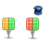 3" Double Face LEDs - Trux Dual Revolution (Choose Style and Color) DOUBLE FACE Amber/Red Stop Turn & Tail to Green Single Post - 30 Diodes Forest Green