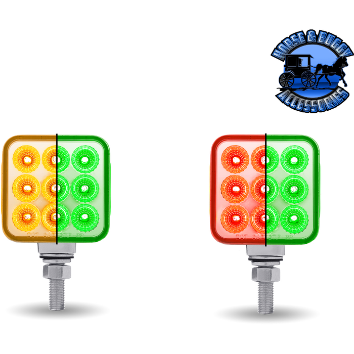Forest Green 3" Double Face LEDs - Trux Dual Revolution (Choose Style and Color) 3" DOUBLE FACE Amber/Red Stop Turn & Tail to Green Single Post - 30 Diodes