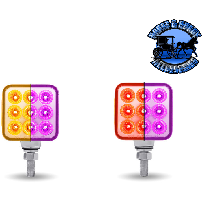 Thistle 3" Double Face LEDs - Trux Dual Revolution (Choose Style and Color) 3" DOUBLE FACE Amber/Red Stop Turn & Tail to Purple Single Post - 30 Diodes