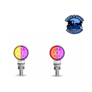 1.8" Mini Double Face Round Reflector LED Light - Trux Dual Revolution (Choose Color) DOUBLE FACE Amber/Red to Purple - 12 Diodes Dark Slate Gray