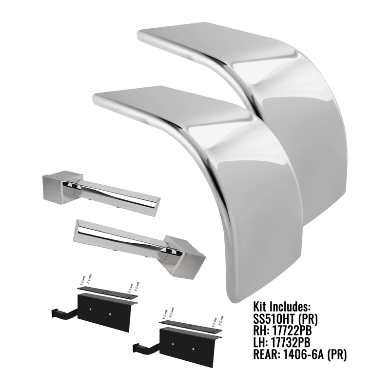 H-SS510-2DL ULTRA LOW RIDER 1/2 FENDER W / 2DL BLIND MOUNT BRAKETS & 1406-6A 80'' [SOLD BY THE PAIR] motor vehicle parts Gray