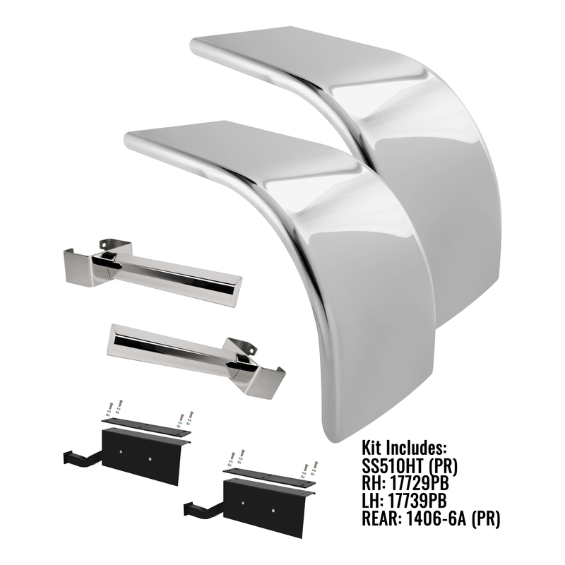 H-SS510HT-PB9 80'' 304SS ULTIMATE LOW RIDER ALF FENDER; 14 GAUGE W/ 9 PB BRACKETS (PAIR) Gray