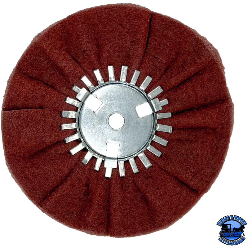 Renegade Sanding Maroon Satin Airway Buffing Wheel for Angle Grinders 320-400 Grit Airway Buffs 9 inch / Center Plate,10 inch / Center Plate Dark Red