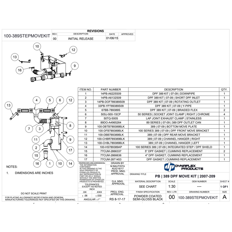 dp-100-389stepmovekit step move kit for Peterbilt 389 2007-2009 use with krp-ak systems, fits unibilt and daycab
