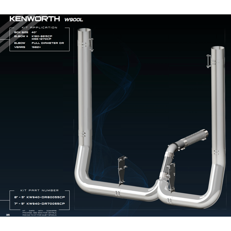 dp-kw945-dr80055cp kw 8" reducido a 5" kit de tubería en Y codos de 45" pickitts rotados