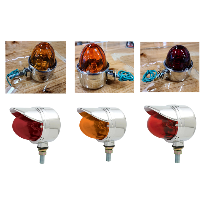 Rosy Brown Single Face Chrome Die Cast Auxiliary Light with Glass Lens (Choose Color) watermelon DARK AMBER (with visor),LIGHT AMBER (with visor),RED (with visor),DARK AMBER (W/S.S BEZEL),LIGHT AMBER (W/S.S BEZEL),RED (W/S.S BEZEL)