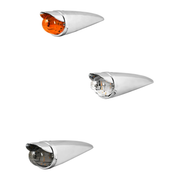 Classic Watermelon LED Cab Light with Chrome Plastic Housing (w/Visor) (Choose Color) LED Cab Light amber/amber,amber/clear,amber/smoke Light Gray