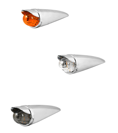 Light Gray Classic Watermelon LED Cab Light with Chrome Plastic Housing and Chrome Bezel with Visor LED Cab Light amber/amber,amber/clear,amber/smoke