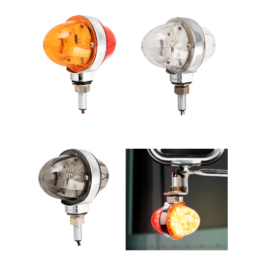 3" Watermelon Double Face High Power LED Pedestal Light (CHOOSE COLOR) amber/amber - red/red,amber/clear - red/clear,amber/smoke - red/smoke Gray